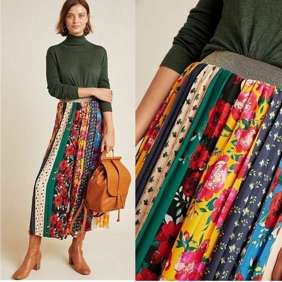 Anthropologie Floral Striped Maxi Skirt - Picture 5 of 5